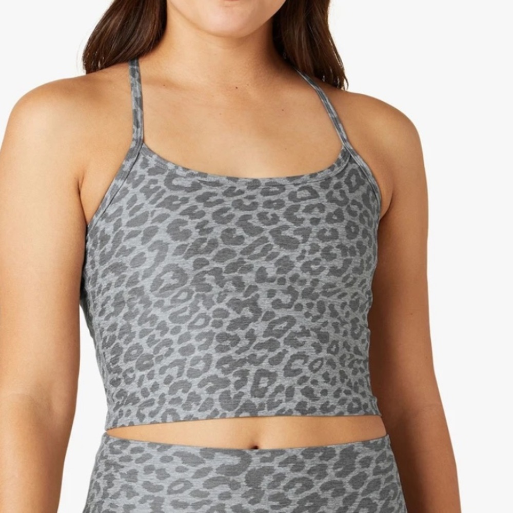 Beyond Yoga space dye racer back cami in leopard